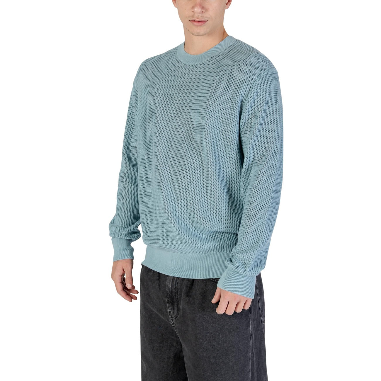 Calvin Klein Jeans Men Knitwear 100% Cotton Light Blue – back view