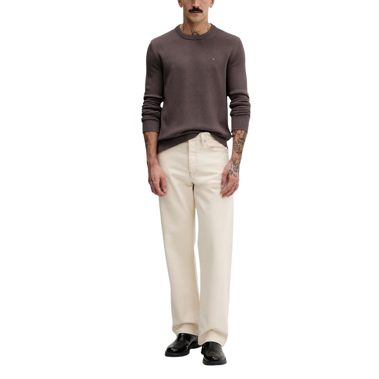 Tommy Hilfiger Jeans Men Knitwear 100% Organic Cotton Brown – side view detail