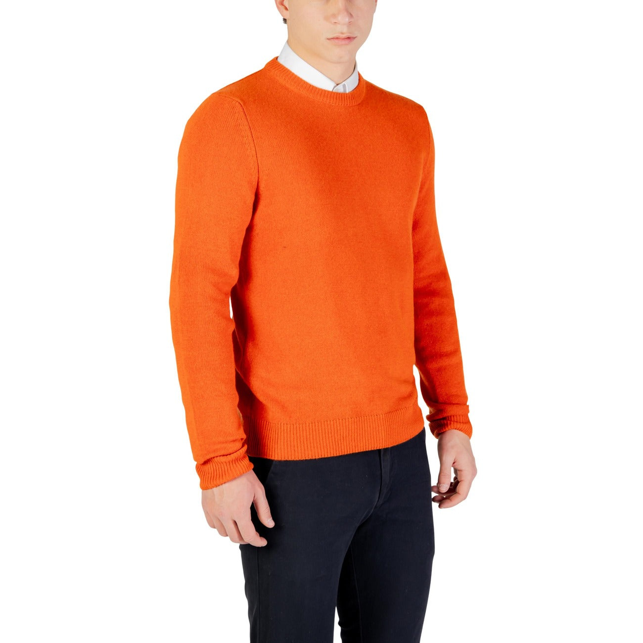 Yos Men Knitwear Cashmere Wool Viscose Orange – side view detail