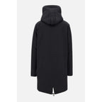 Back view of the black Peuterey men's blazer with a hood and long sleeves displayed on a white background.