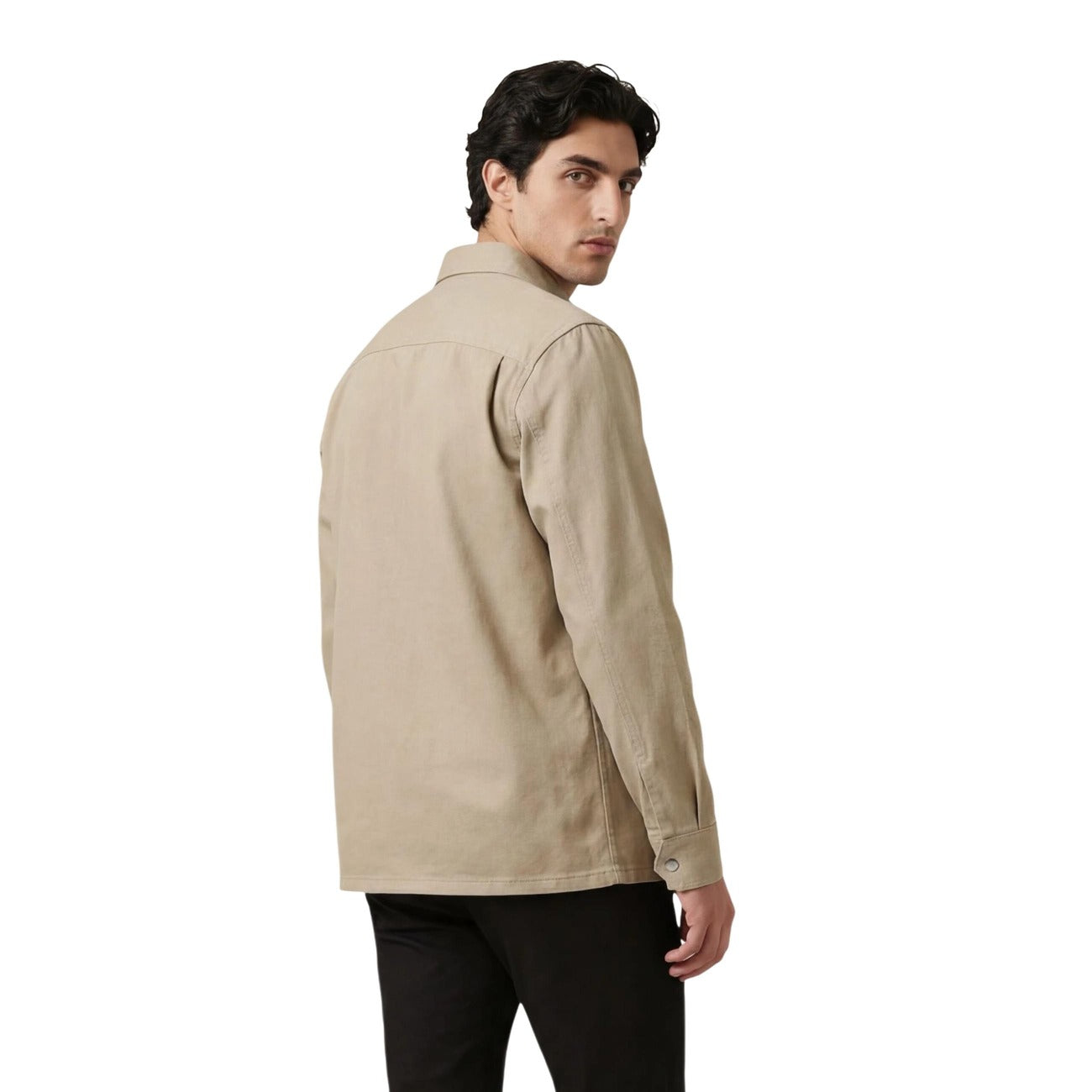 Calvin Klein Jeans Men Shirt Cotton Beige – side view detail