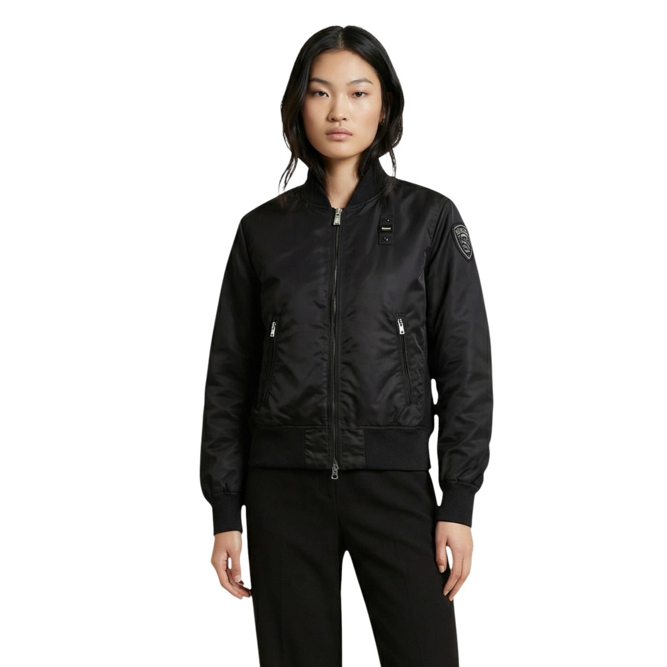 Blauer Women's Black Zip-Up Blazer – front view