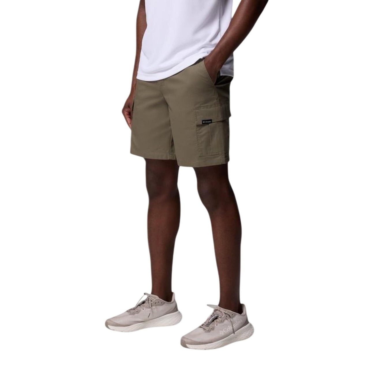 Columbia Men Cotton Shorts Green – front view, zip and button fastening, front-back-side pockets