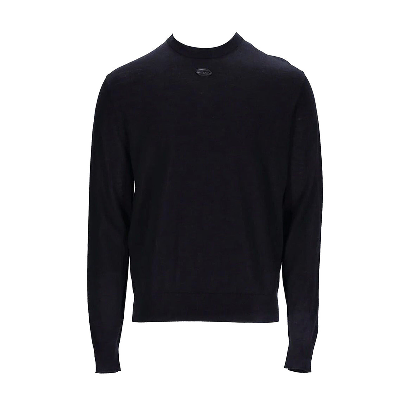Front view of the black sweater with long sleeves on a white background