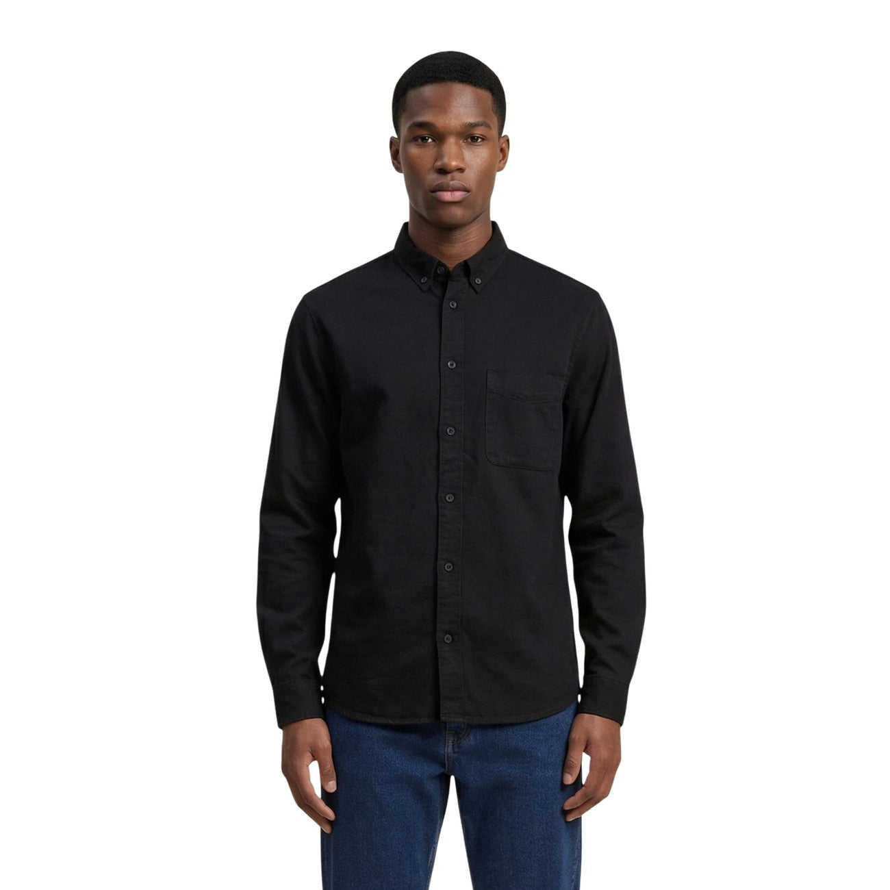 Only & Sons Men Shirt 100% Cotton Black – back view