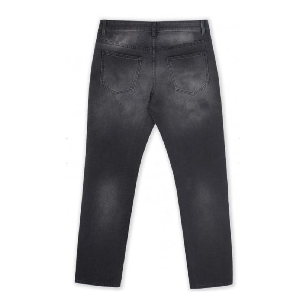 Back view of the grey Givenchy men's jeans showcasing a straight leg and high waist on a white background.