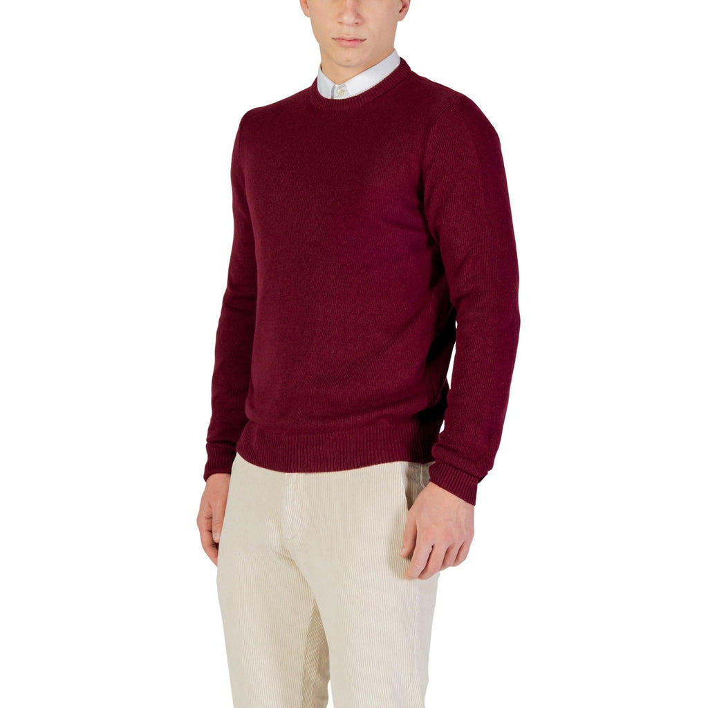 Yos Men Knitwear Cashmere Wool Viscose Bordeaux – side view detail