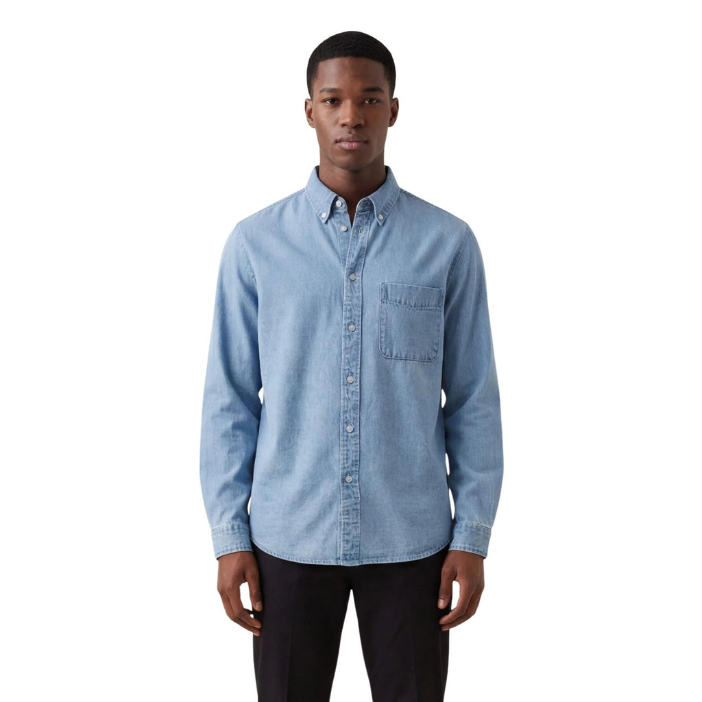 Only & Sons Men Shirt 100% Cotton Light Blue – back view
