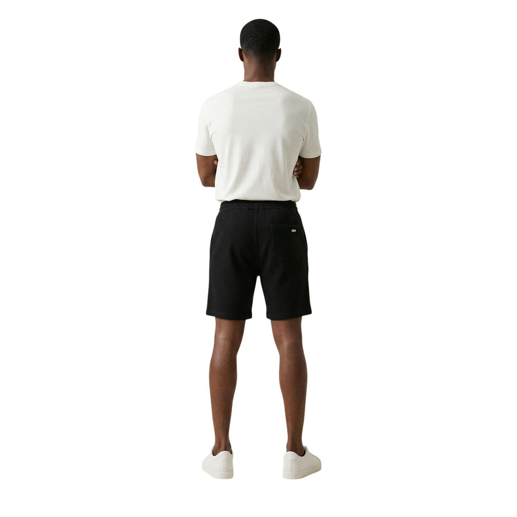 Gianni Lupo Men Lace-Up 100% Cotton Shorts Black – side view detail