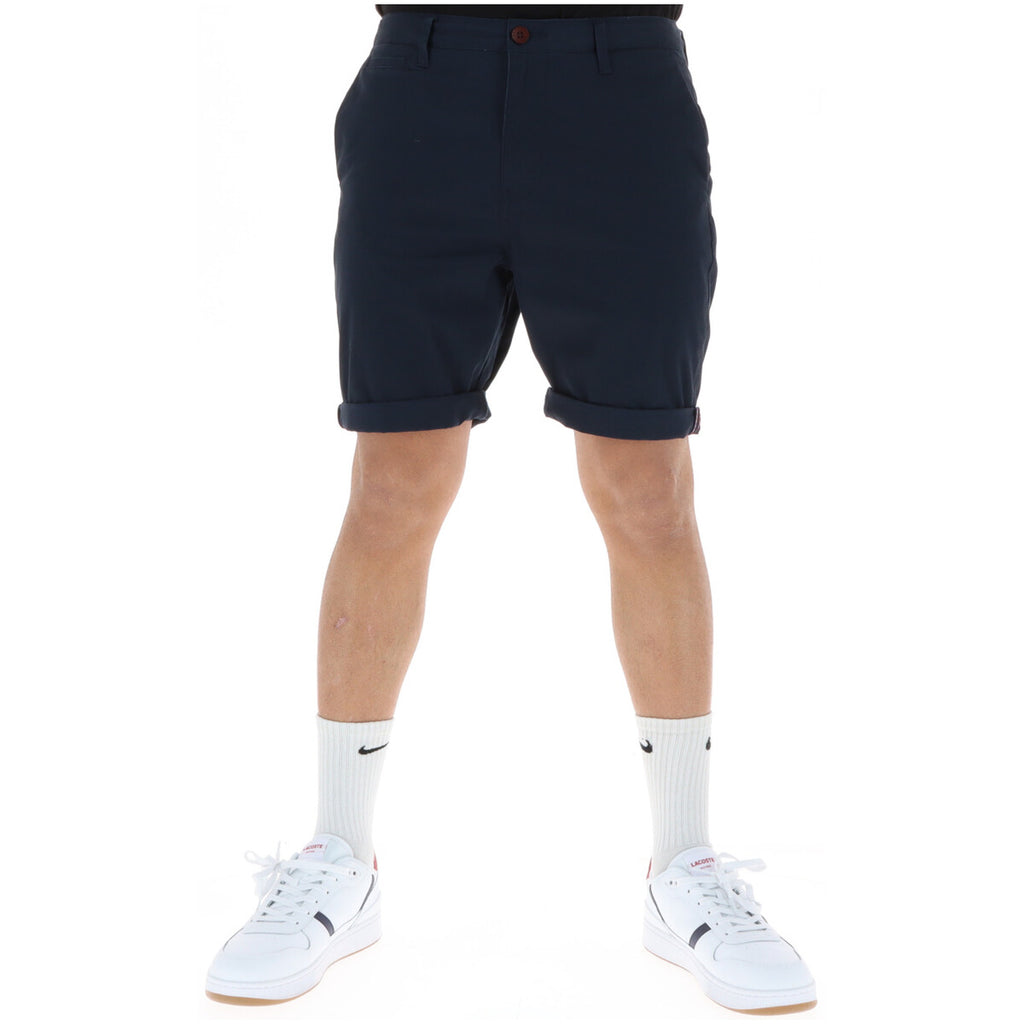 Superdry Men's Cotton Shorts Blue – front view, zip and button fastening, front and back pockets