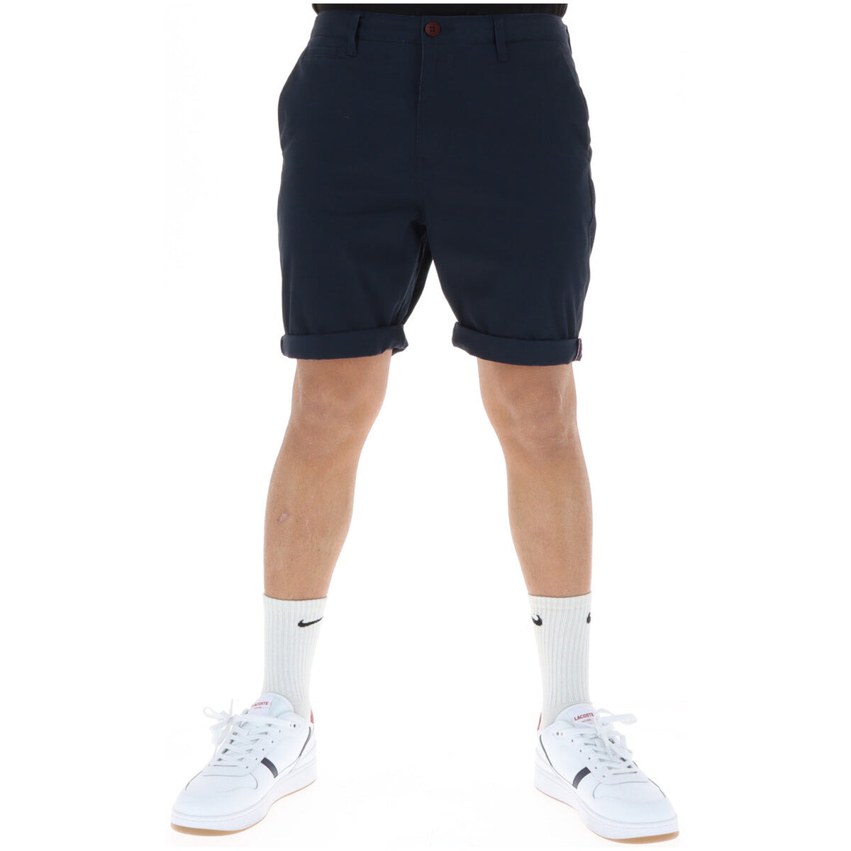 Superdry Men's Cotton Shorts Blue – front view, zip and button fastening, front and back pockets