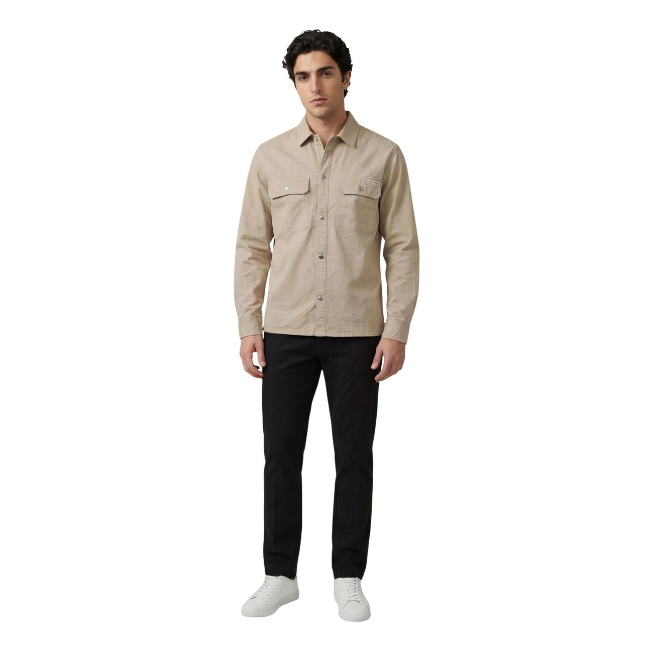 Calvin Klein Jeans Men Shirt Cotton Beige – back view