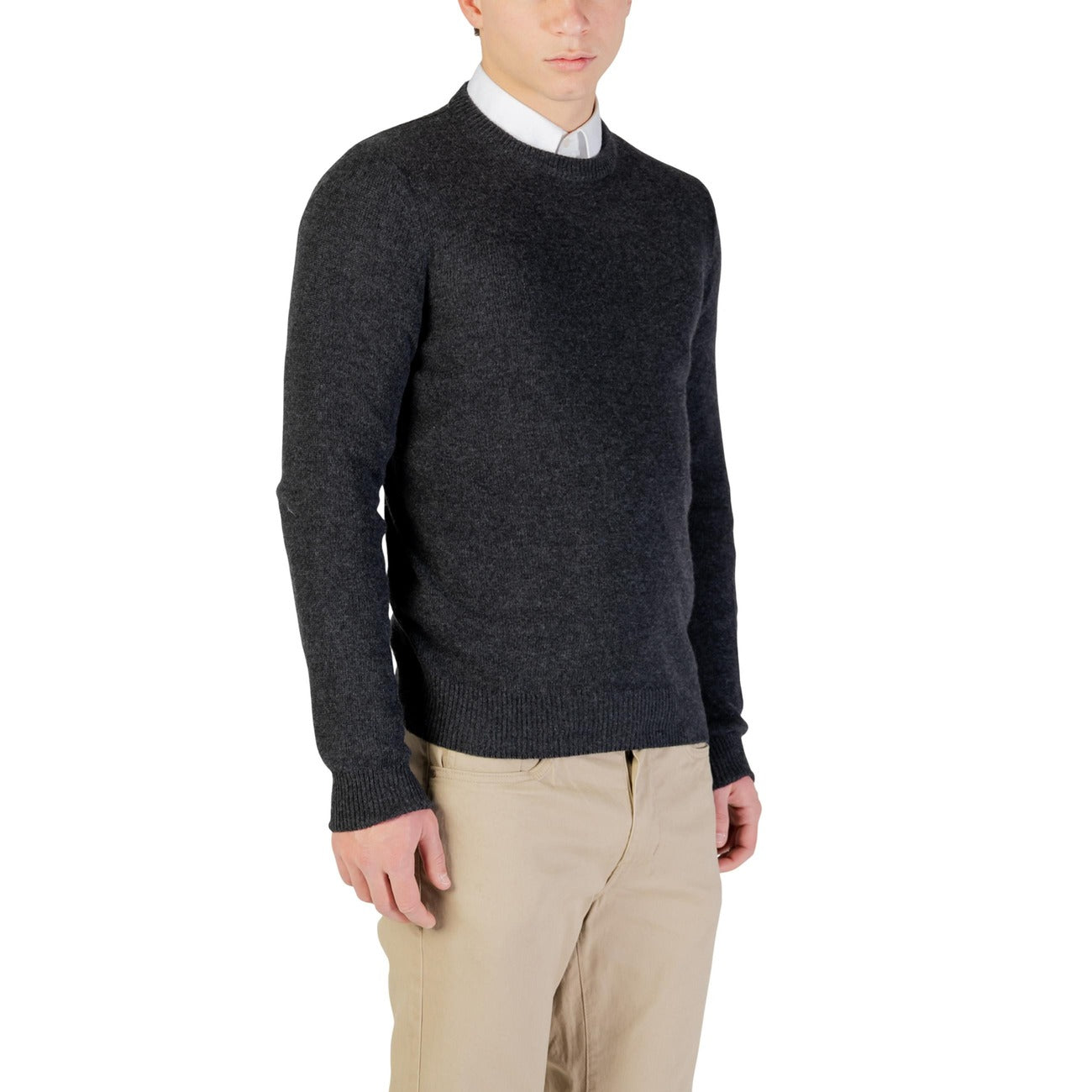 Yos Men Knitwear Cashmere Wool Viscose Grey – side view detail