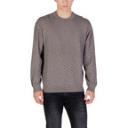 Armani Exchange Men Knitwear Viscose Grey – front view, round neck, long sleeves