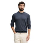 Guess Men Knitwear Wool Silk Blue – front view, round neck, long sleeves
