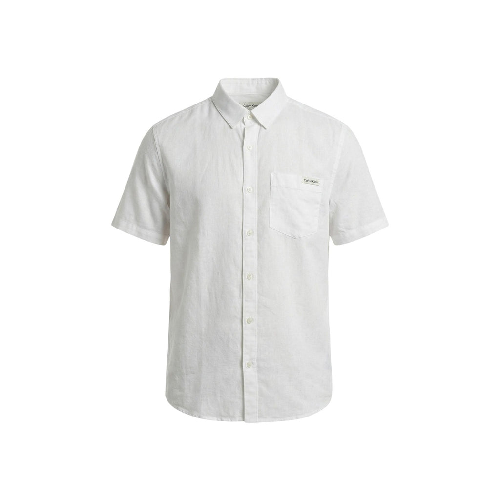 Calvin Klein Jeans Men Shirt Linen Lyocell White – side view detail