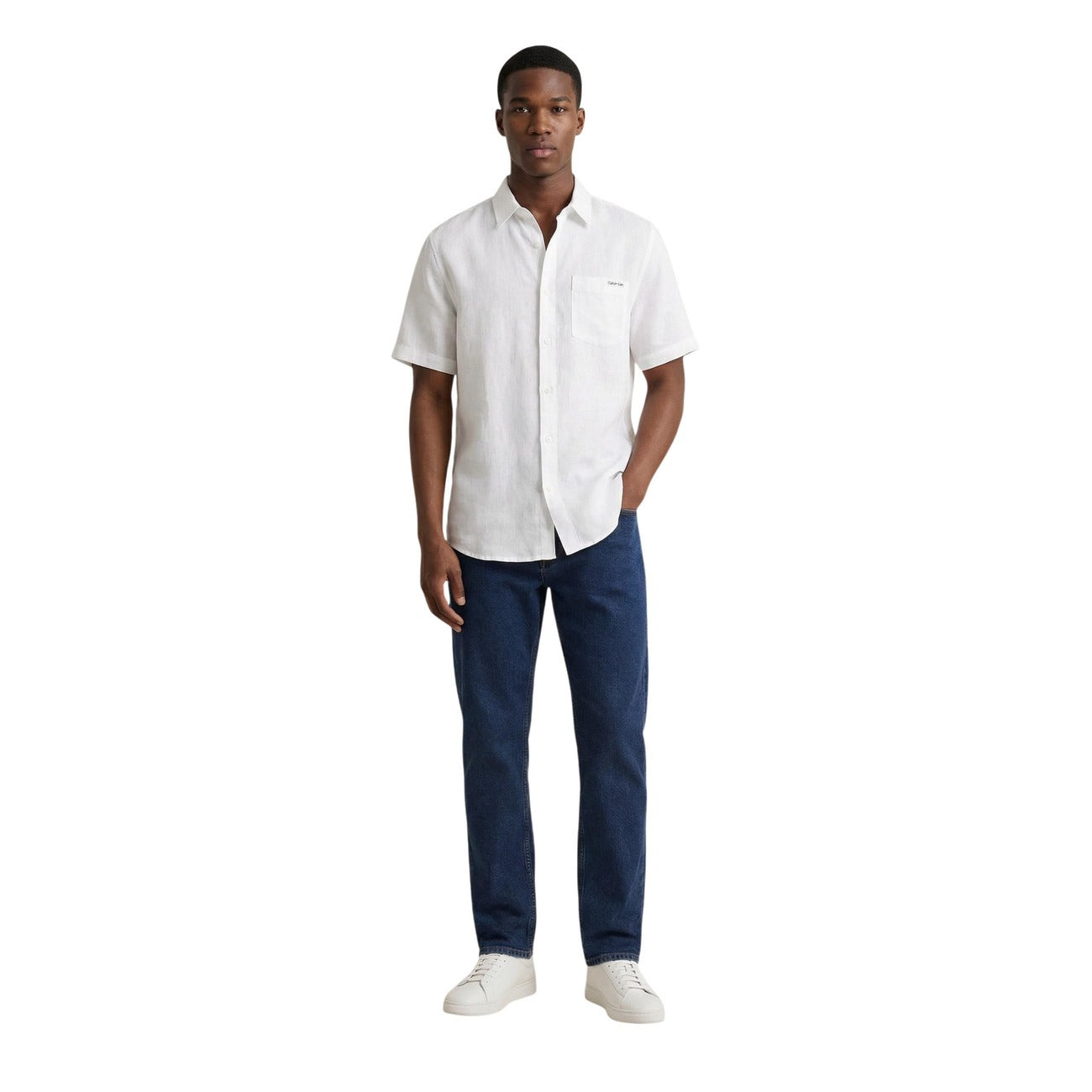 Calvin Klein Jeans Men Shirt Linen Lyocell White – back view
