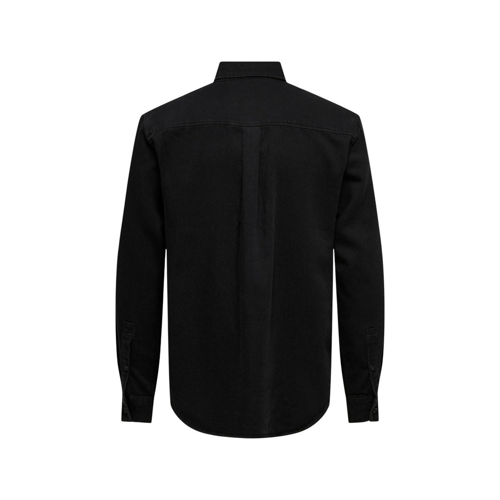 Only & Sons Men Shirt 100% Cotton Black – side view detail