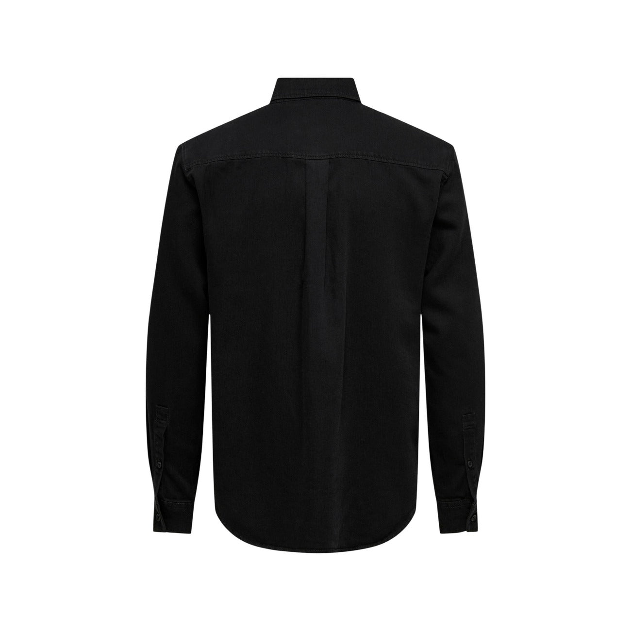 Only & Sons Men Shirt 100% Cotton Black – side view detail