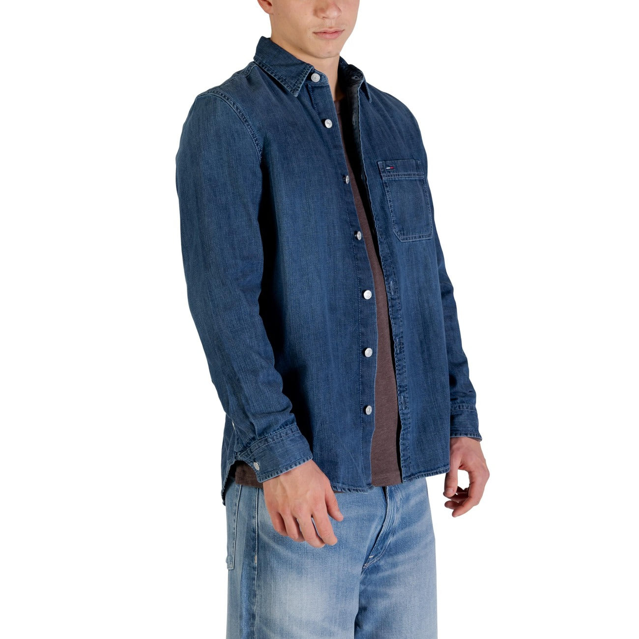 Tommy Hilfiger Jeans Men Shirt 100% Organic Cotton Blue – back view