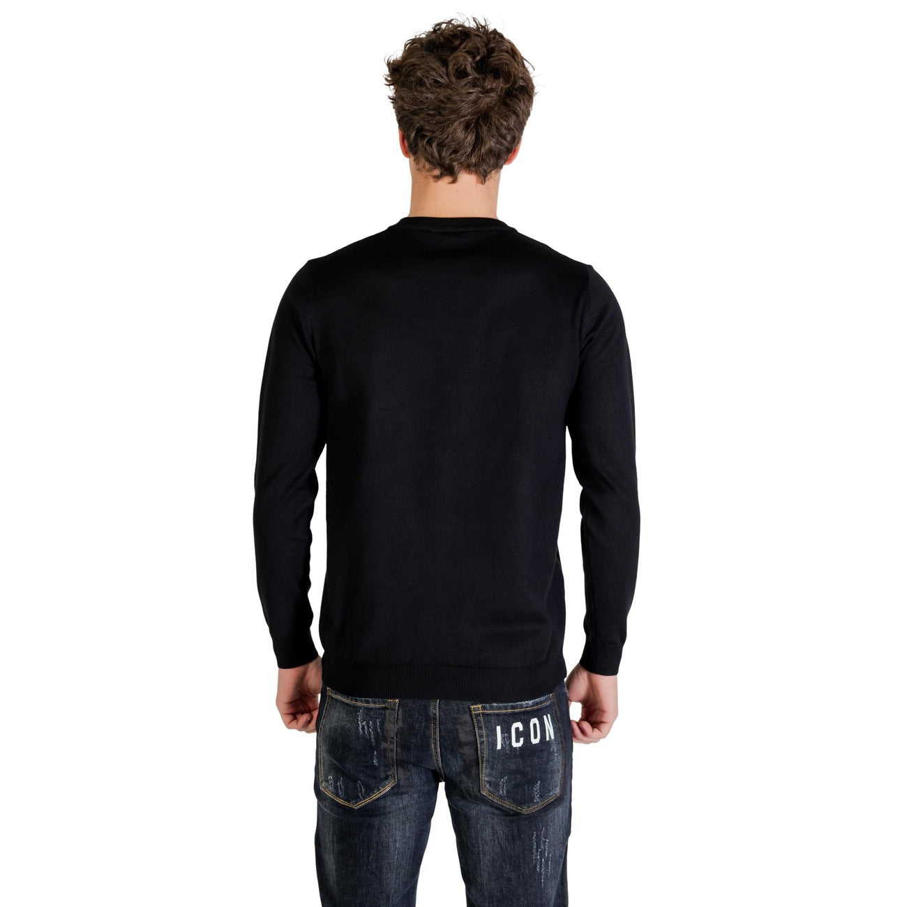 Icon Men Knitwear Viscose Black – side view detail