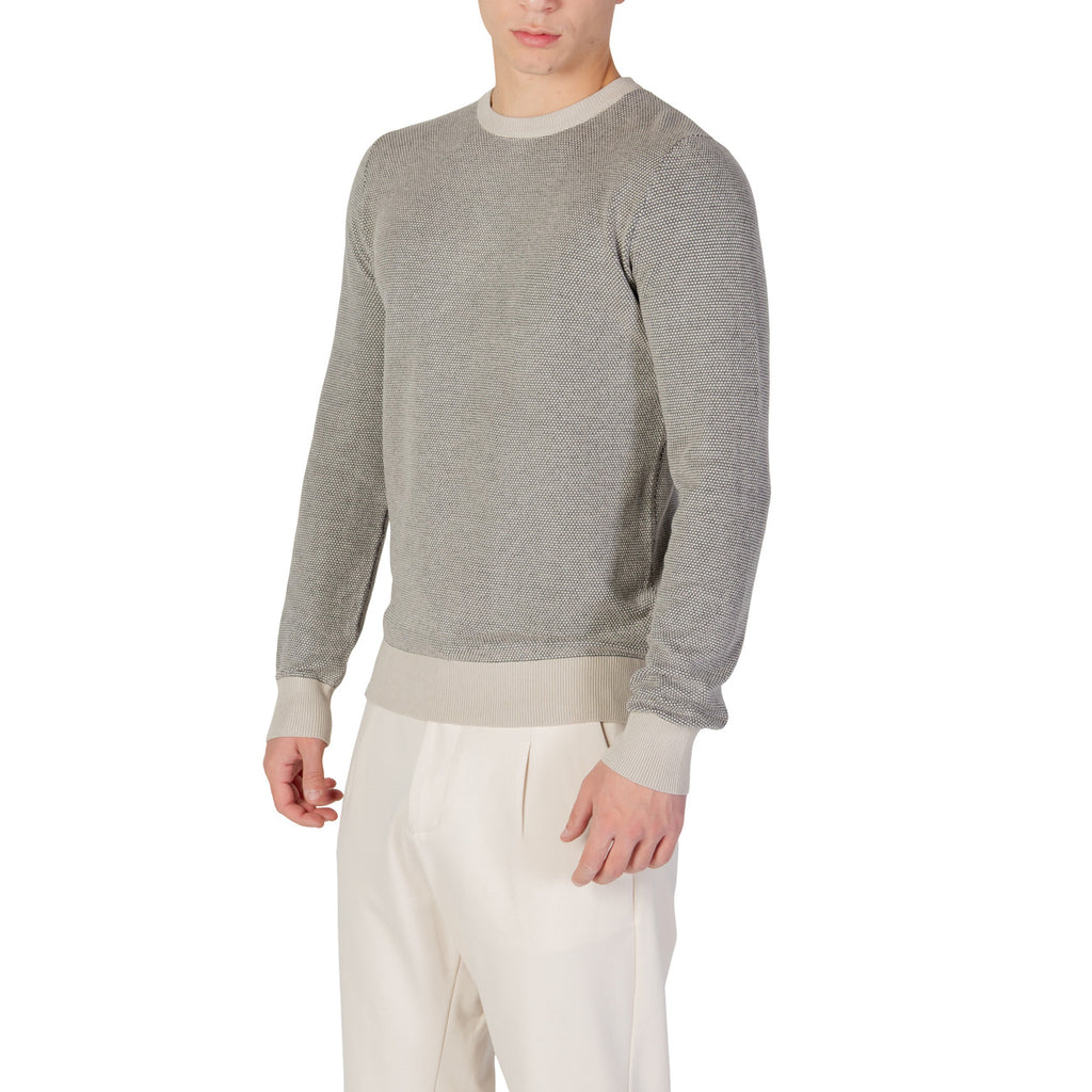 Yos Men Knitwear Viscose Beige – back view