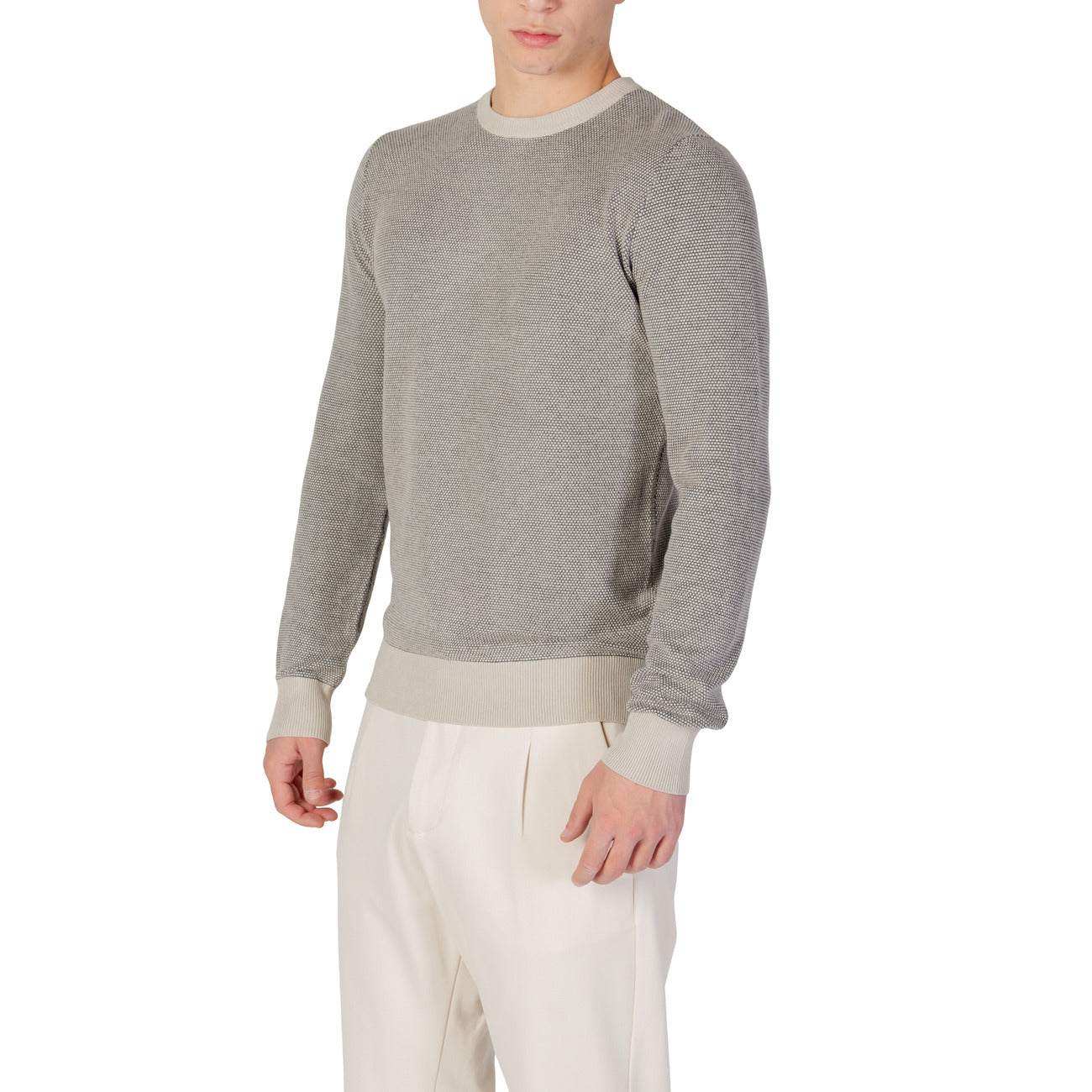 Yos Men Knitwear Viscose Beige – back view