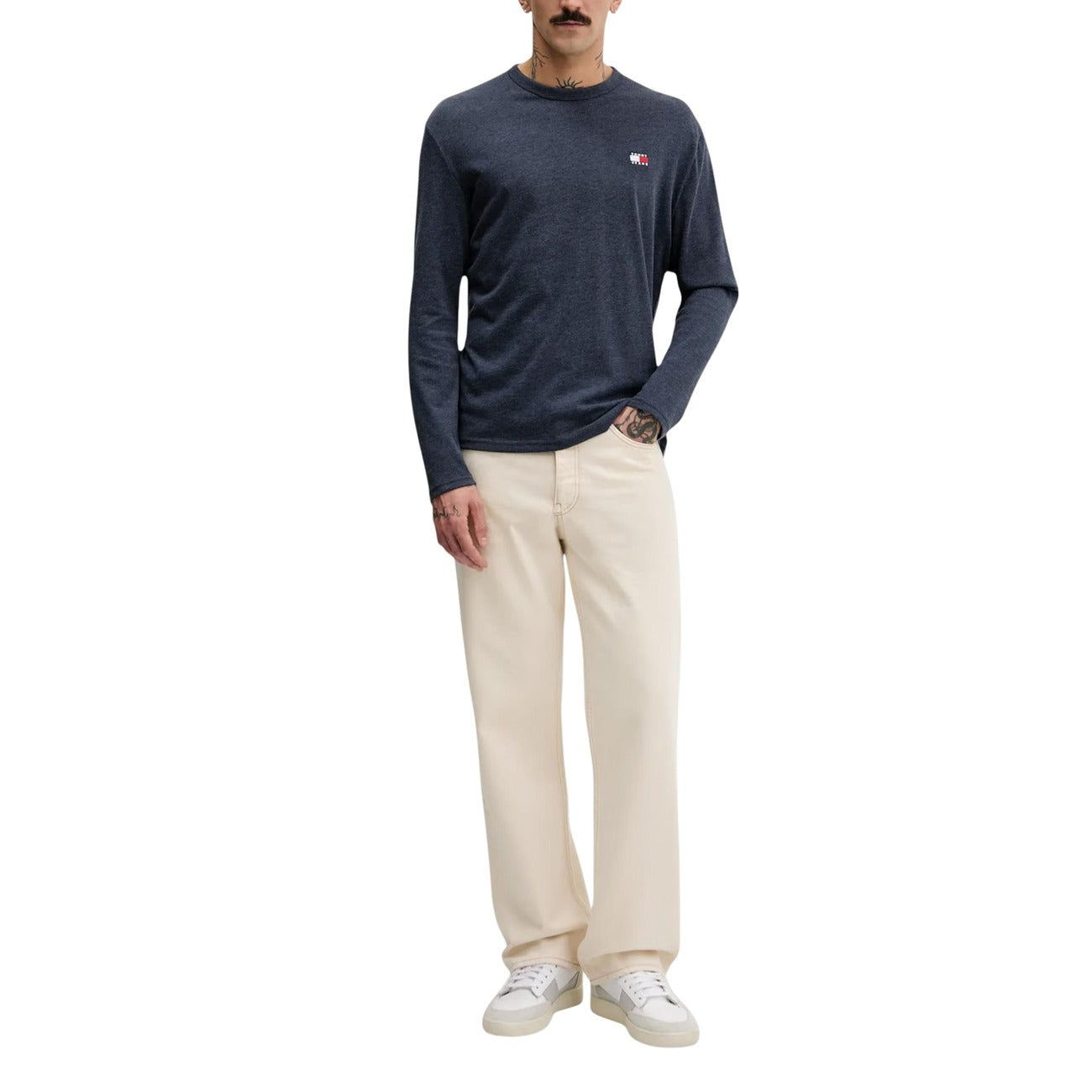 Tommy Hilfiger Jeans Men Knitwear Organic Cotton Blue – side view detail