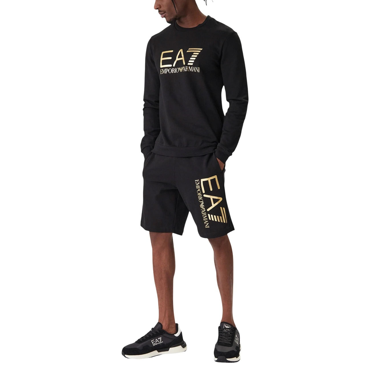 EA7 Men's 100% Cotton Shorts Black
