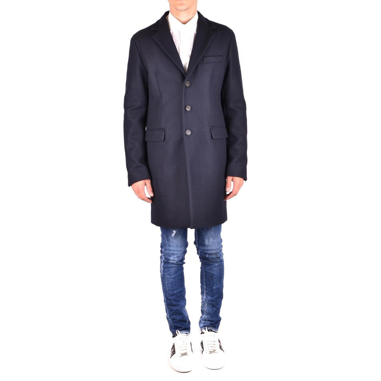 Dsquared2 Men Coat Wool Blend Blue