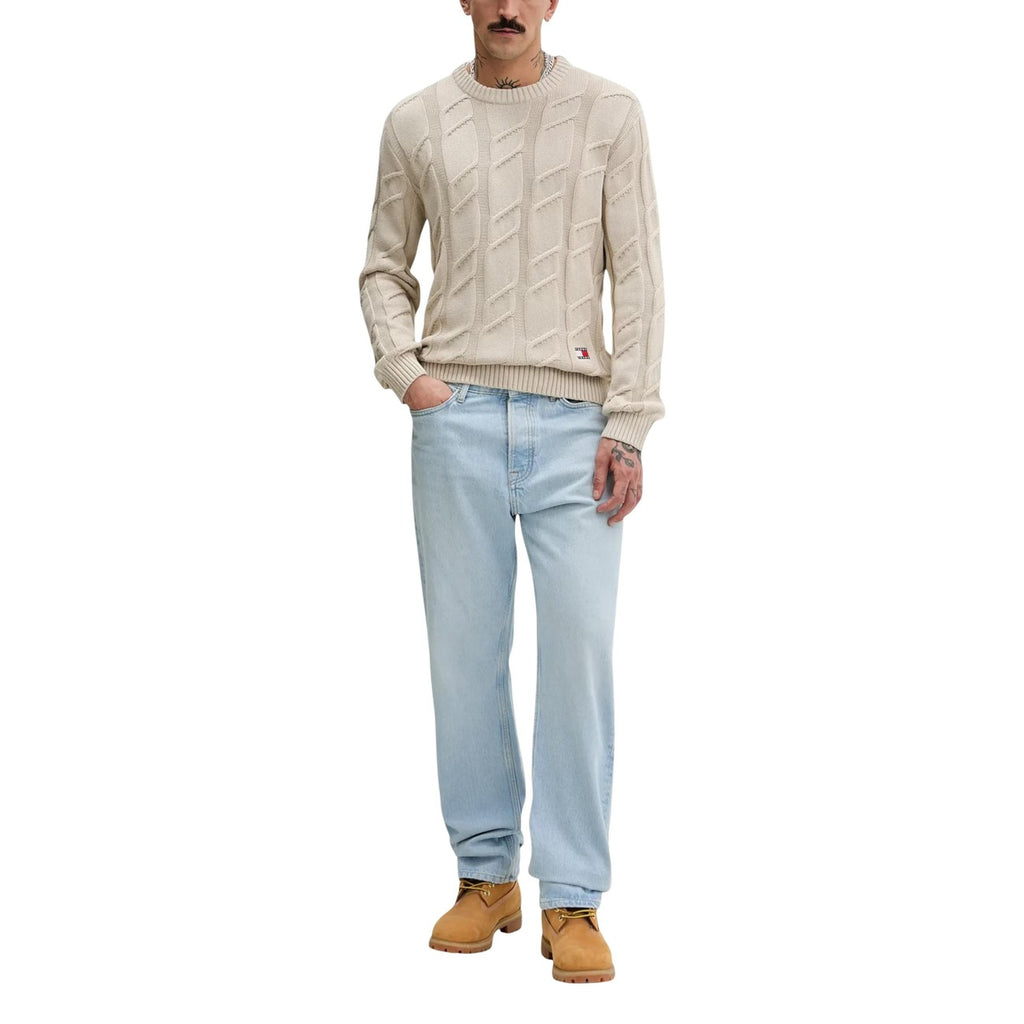 Tommy Hilfiger Jeans Men Knitwear 100% Organic Cotton Beige – side view detail