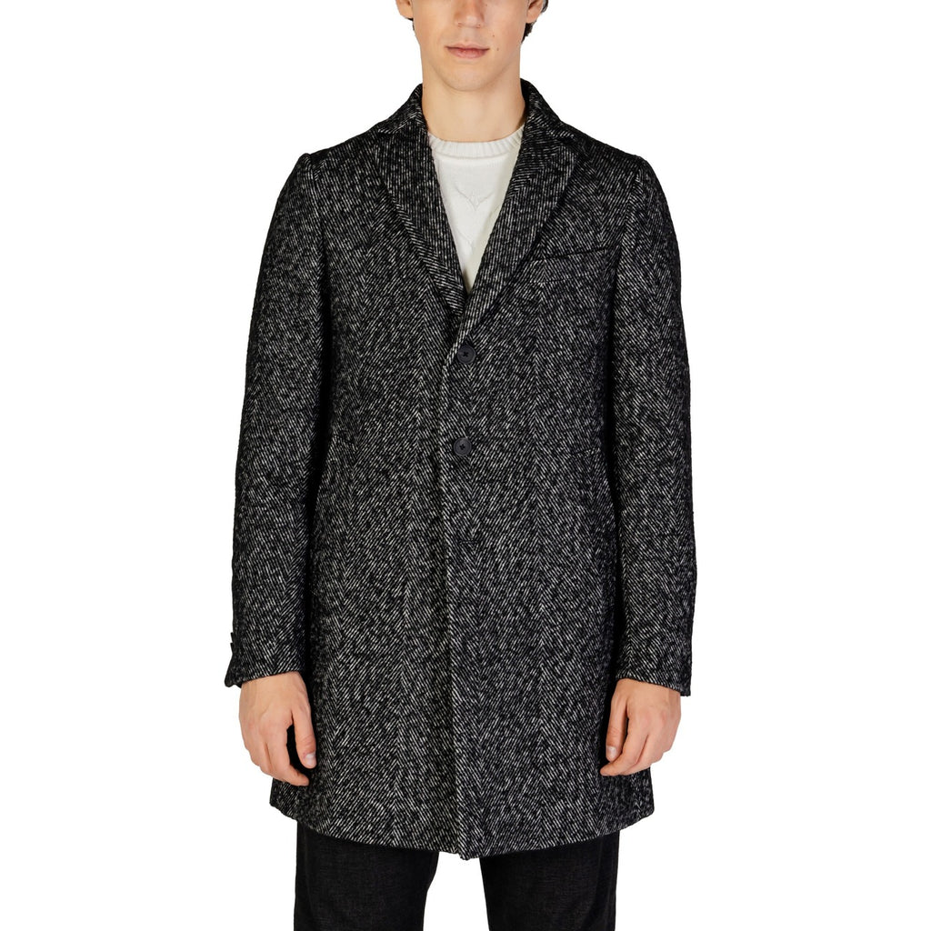 Hamaki-ho Men Coats 100% Polyester Black Marl