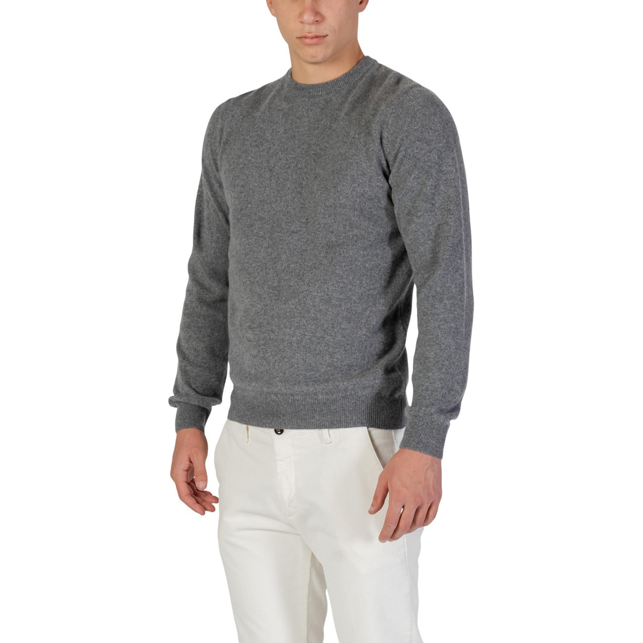 Yos Men Knitwear 100% Cashmere Grey – side view detail