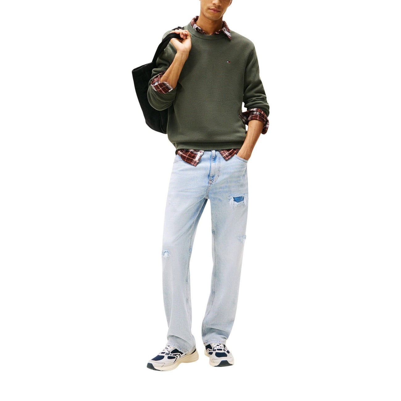 Tommy Hilfiger Jeans Men Knitwear 100% Organic Cotton Green – side view detail