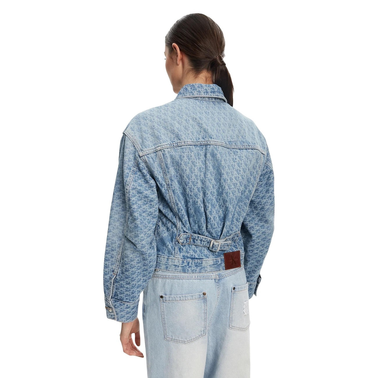 Calvin Klein Jeans Women's Blue Cotton and Organic Cotton Blend Blazer – back view