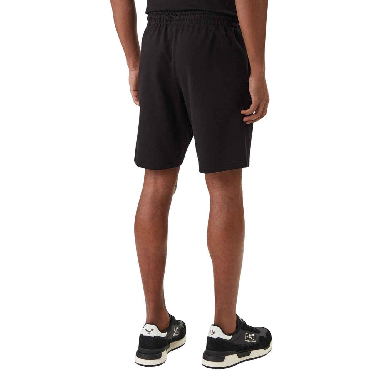 Ea7 Men Printed 100% Cotton Shorts Black – back view