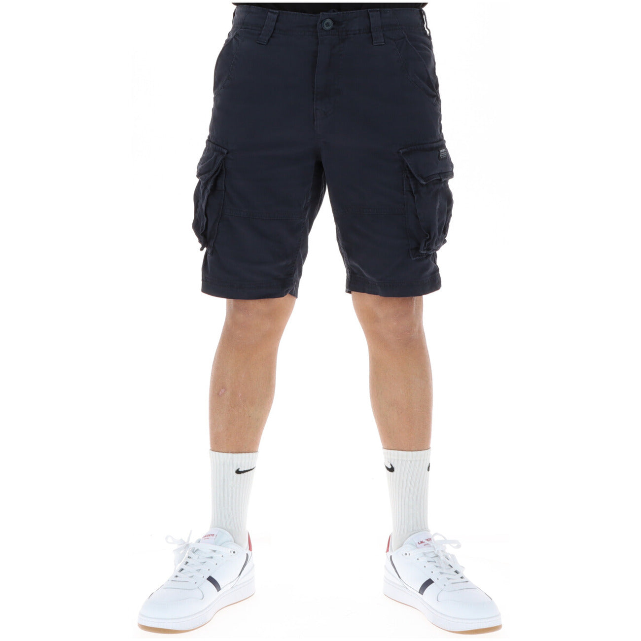 Superdry Men's Cotton Shorts Blue – front view, zip and button fastening, front-back-side pockets
