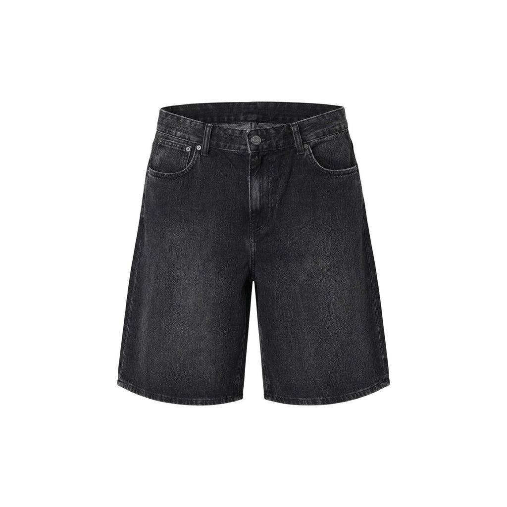 Only & Sons Men 100% Organic Cotton Shorts Black – front view, zip and button fastening, front and back pockets