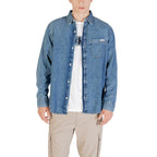 Calvin Klein Jeans Men Shirt 100% Cotton Blue – back view
