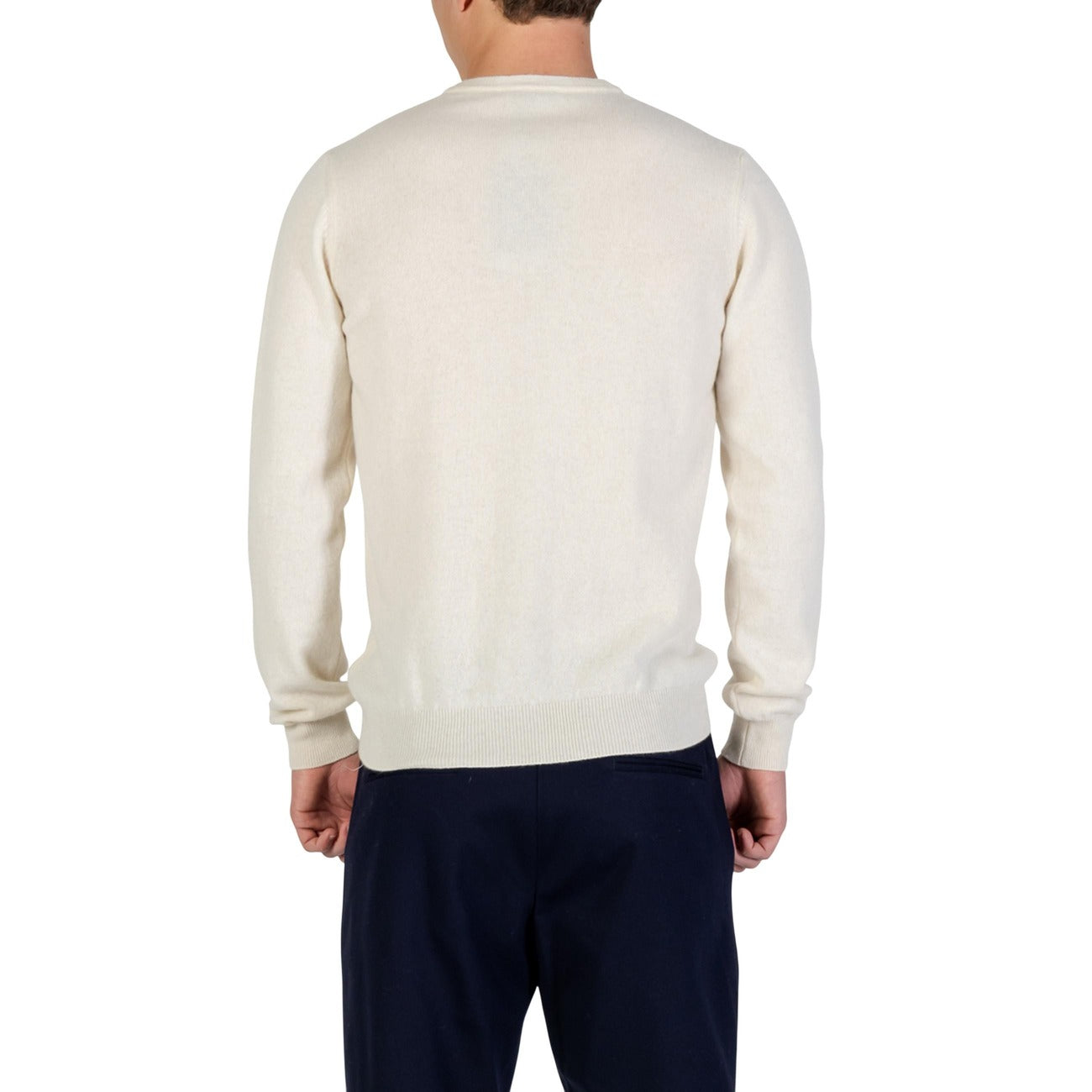 Yos Men Knitwear 100% Cashmere White – side view detail