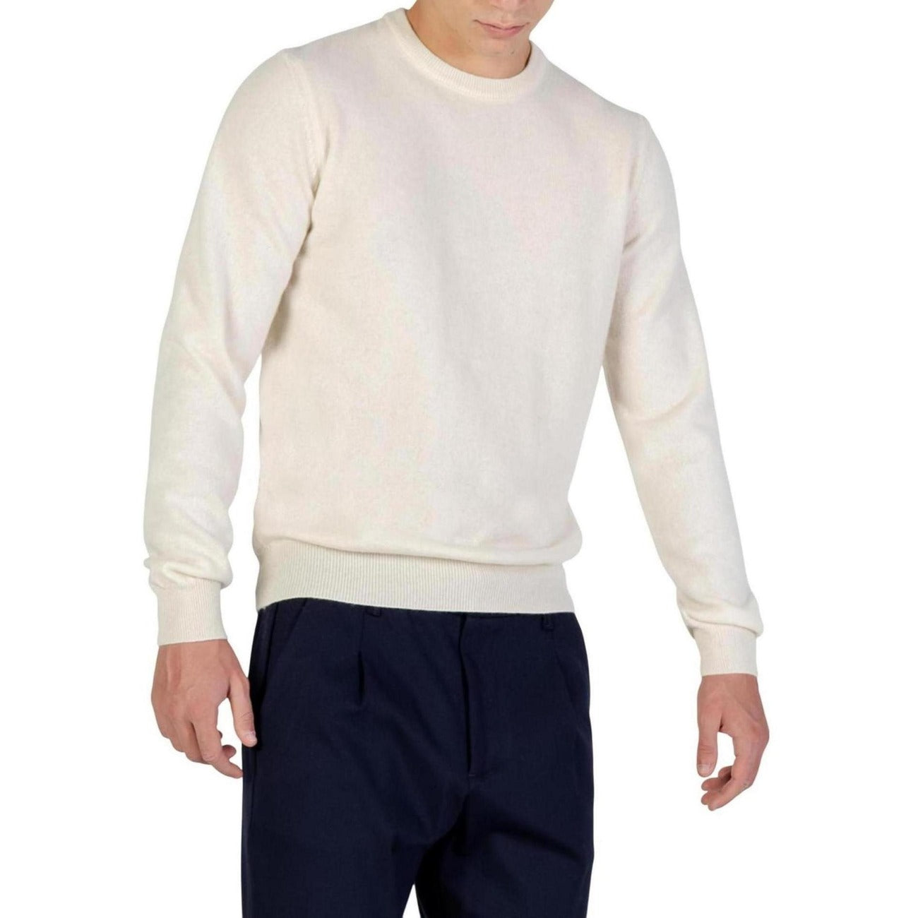 Yos Men Knitwear 100% Cashmere White – back view