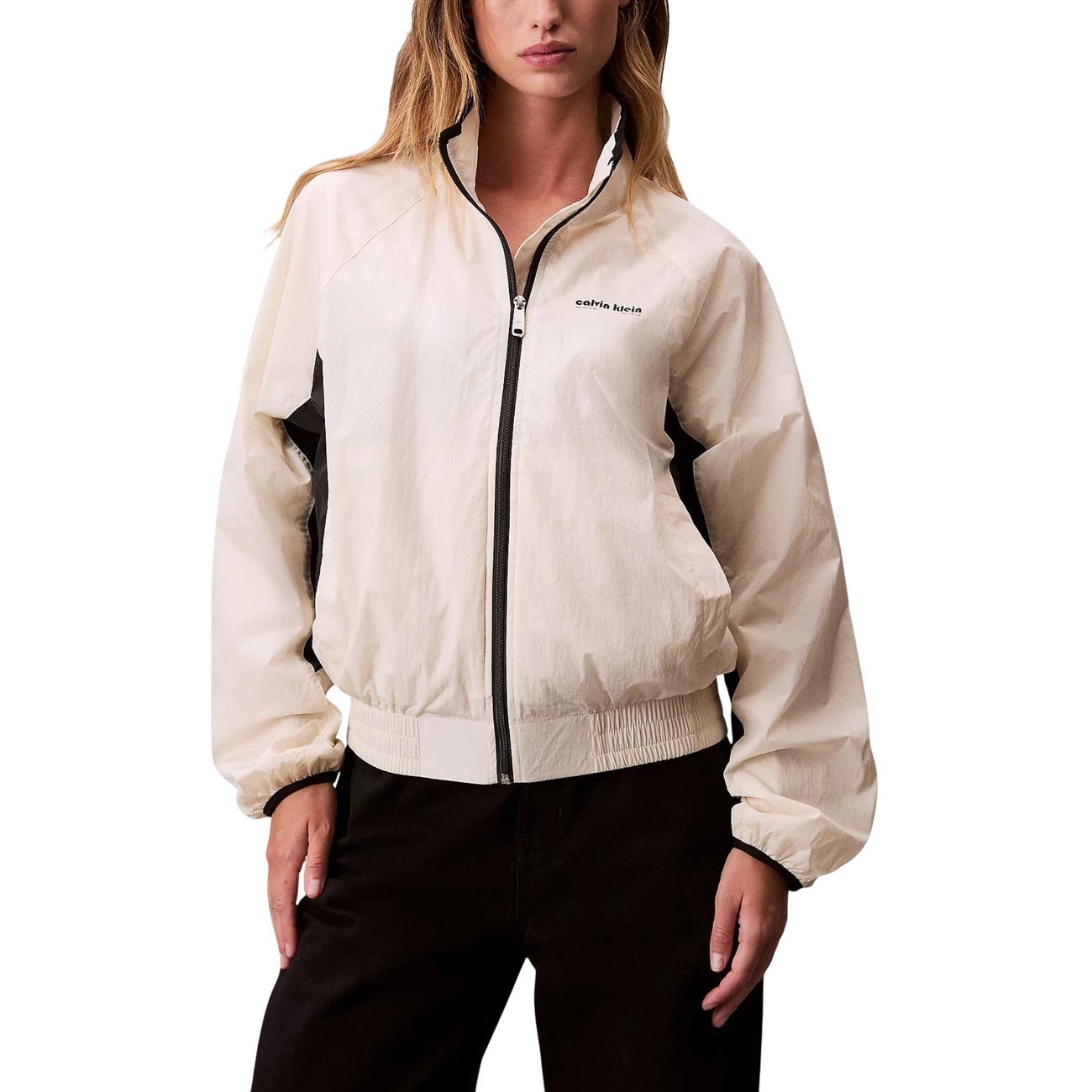 Calvin Klein Jeans Women's White Zip-Up Blazer – front view