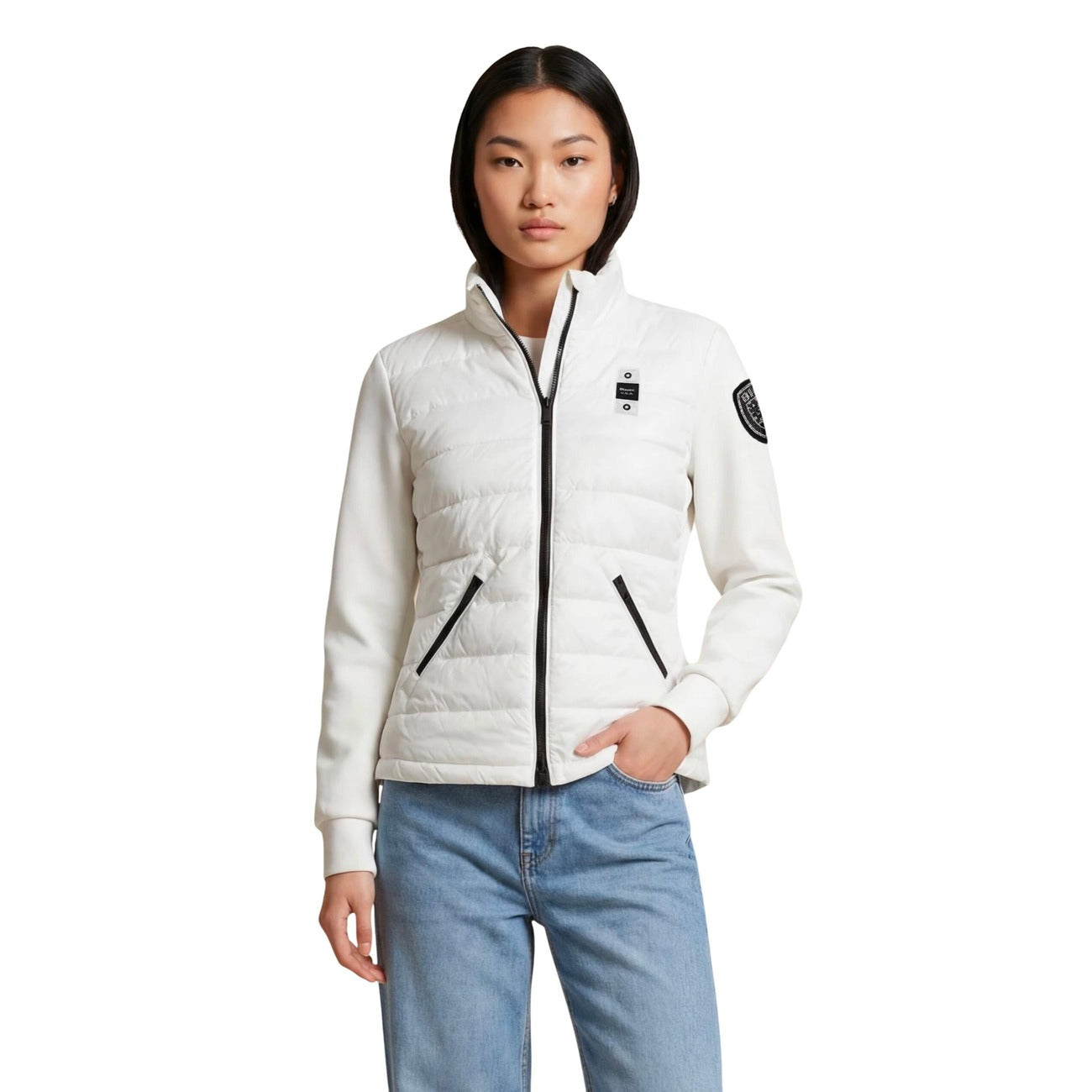 Blauer Women's White Zip-Up Blazer – front view