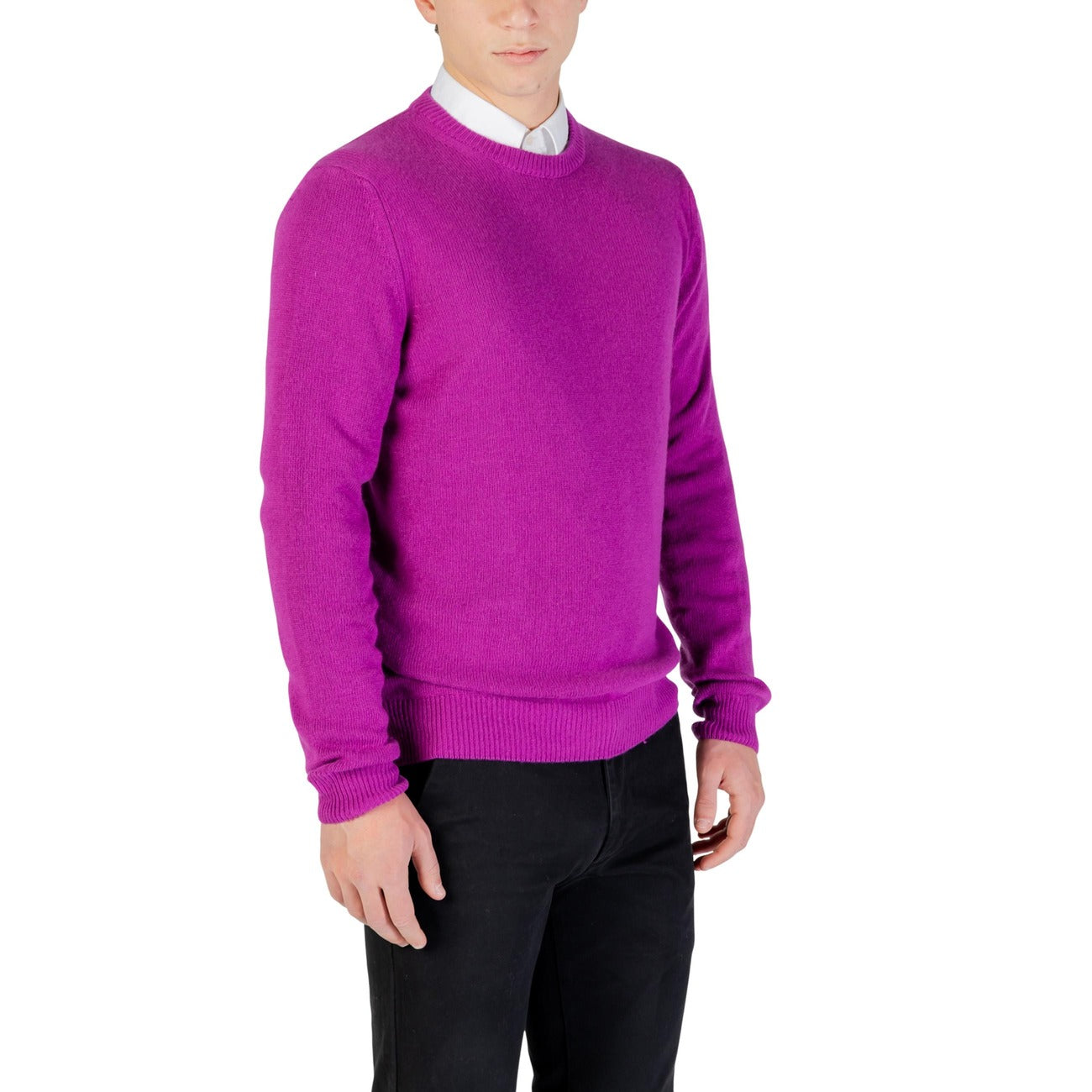 Yos Men Knitwear Cashmere Wool Viscose Fuchsia – back view