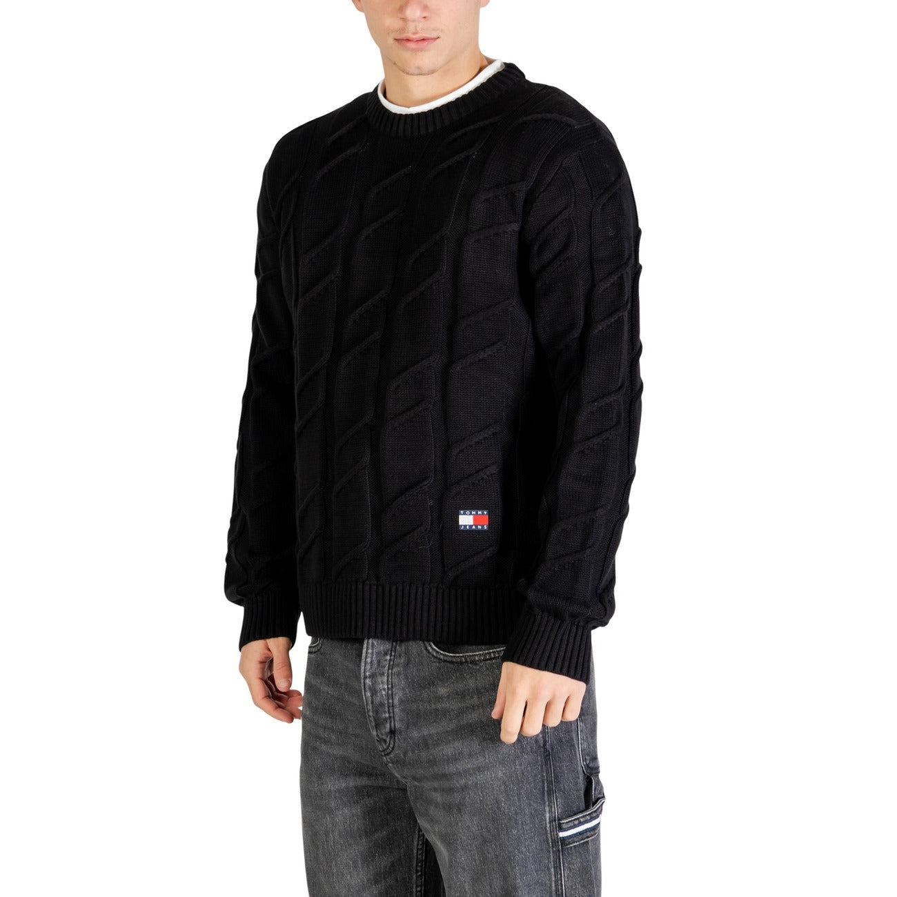 Tommy Hilfiger Jeans Men Knitwear 100% Organic Cotton Black – side view detail