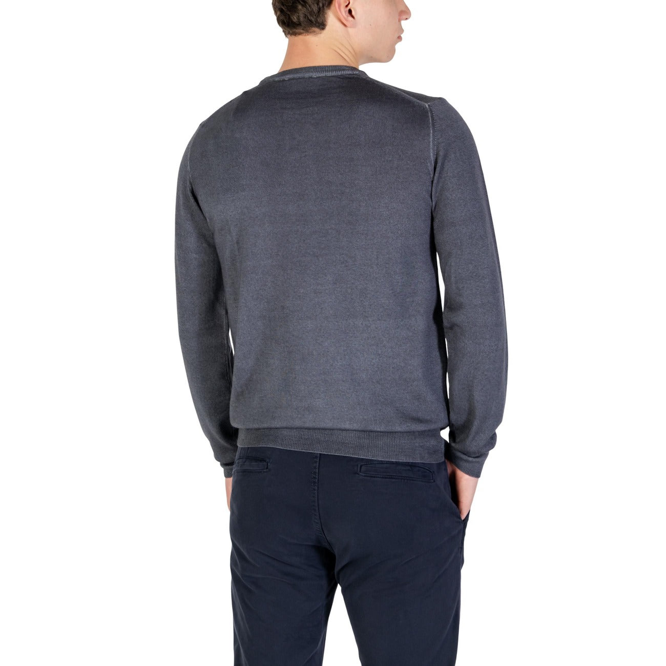 Yos Men Knitwear 100% Wool Grey – side view detail