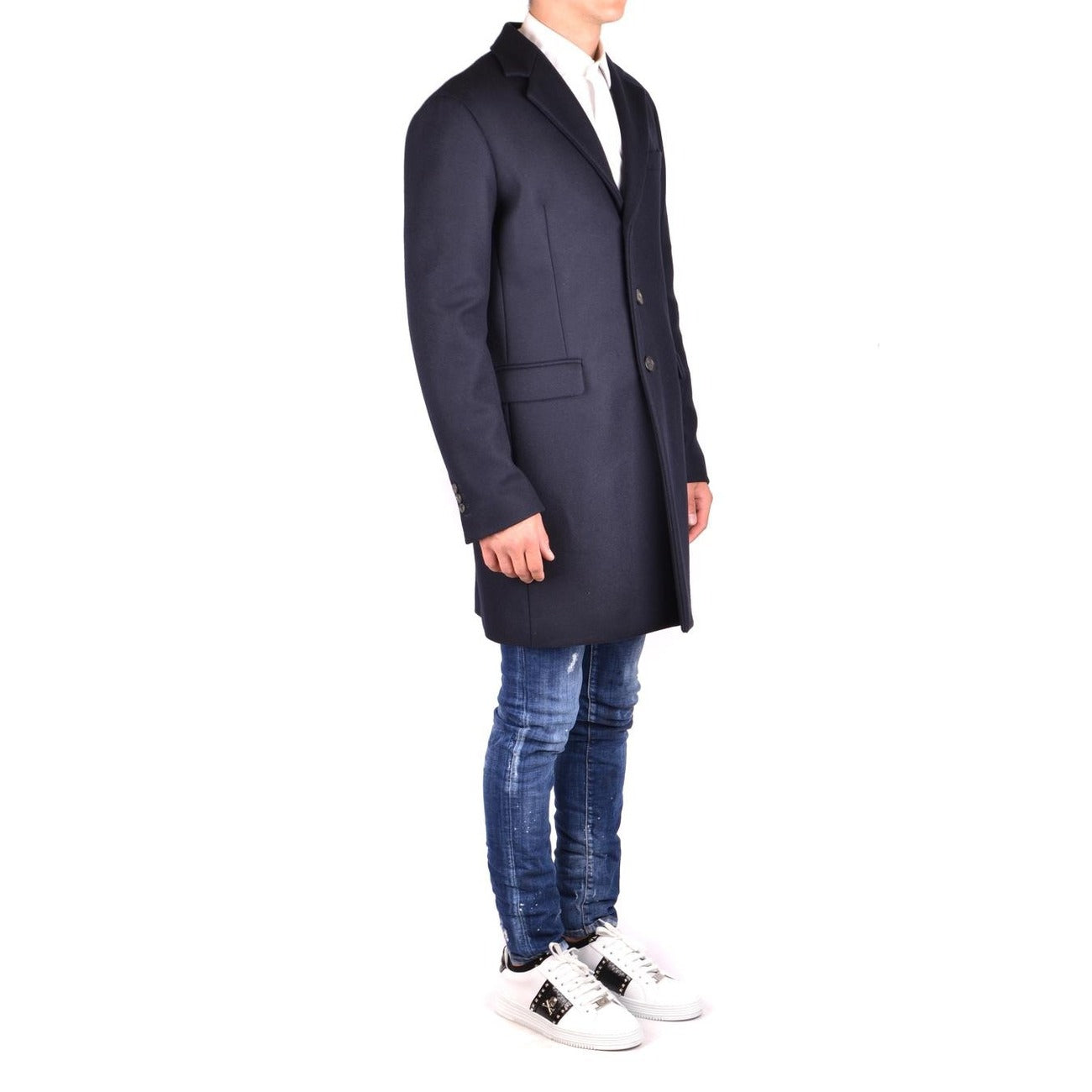 Dsquared2 Men Coat Wool Blend Blue