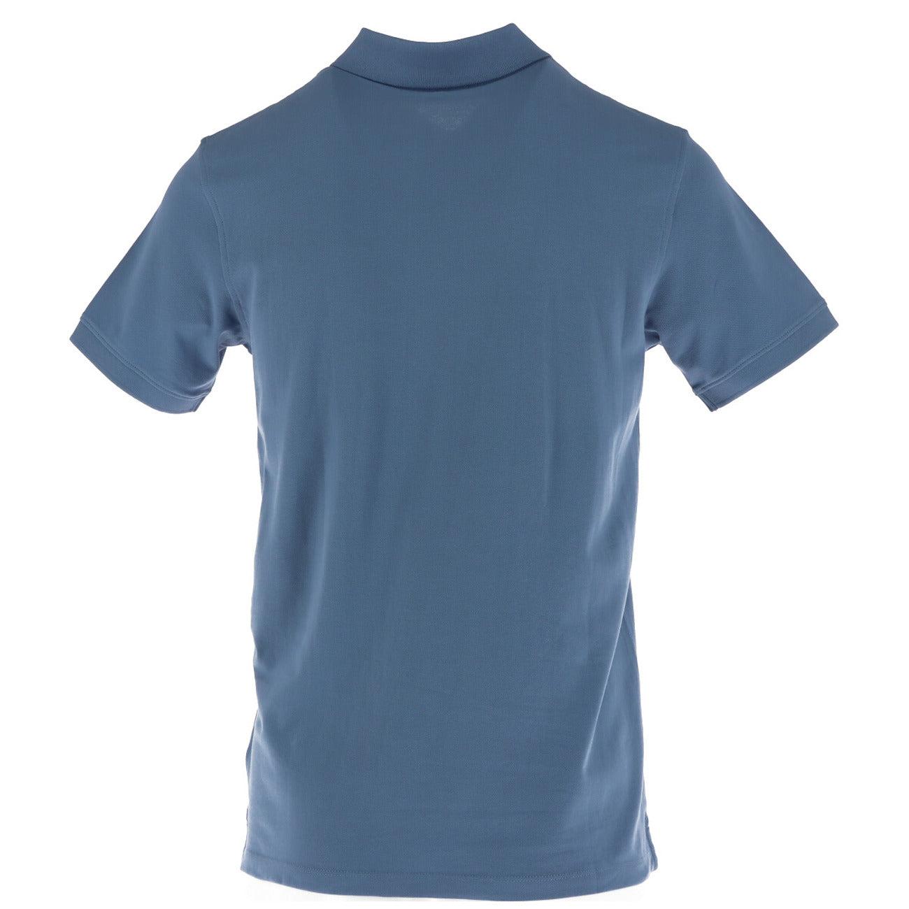 Back view of the light blue polo shirt showcasing the collar and short sleeves against a white background.