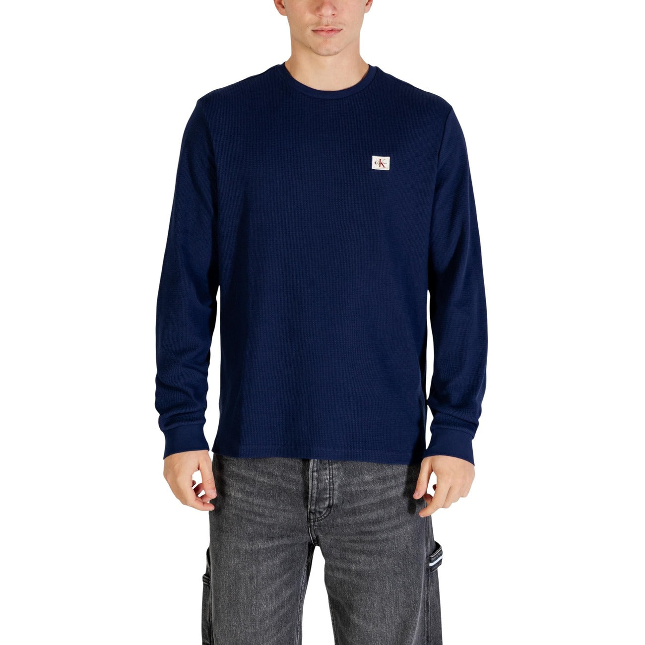 Calvin Klein Jeans Men Knitwear Cotton Blue – side view detail