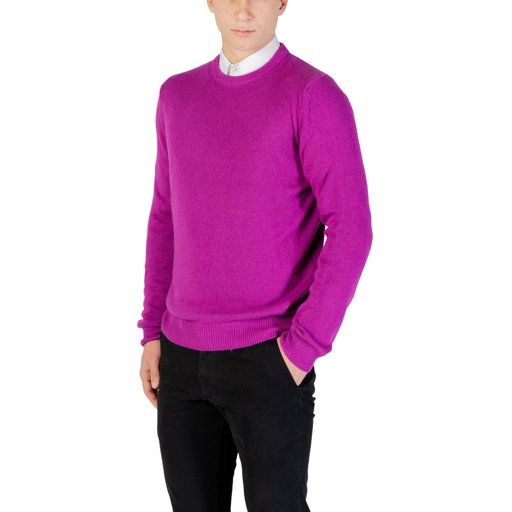 Yos Men Knitwear Cashmere Wool Viscose Fuchsia – side view detail